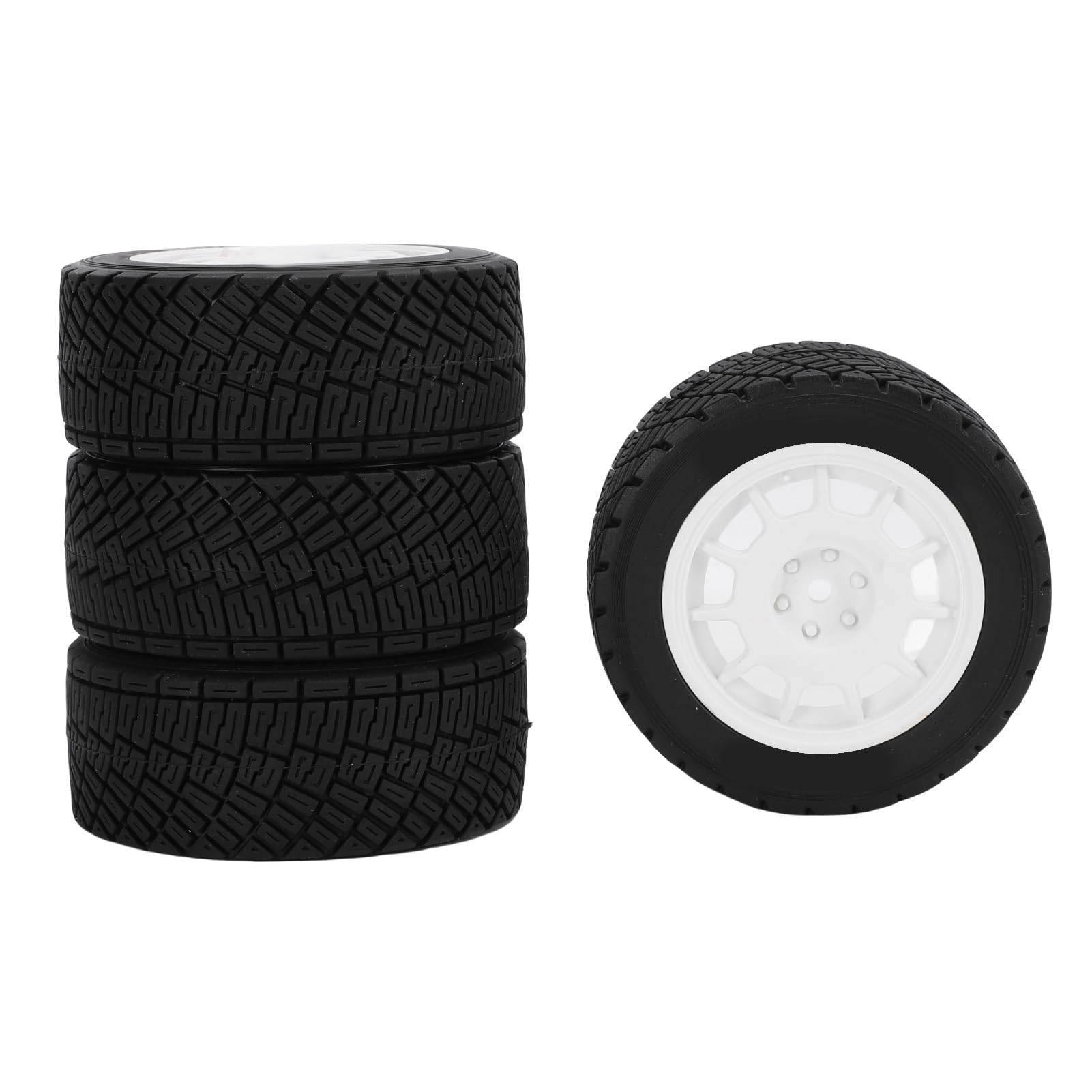 Buachois Pneumatici per Auto RC, 4 Pezzi Gomma Sostituzione per Modellini 12mm Antiscivolo Design Testurizzato, Ruote per Veicoli Radiocomandati Giocattolo