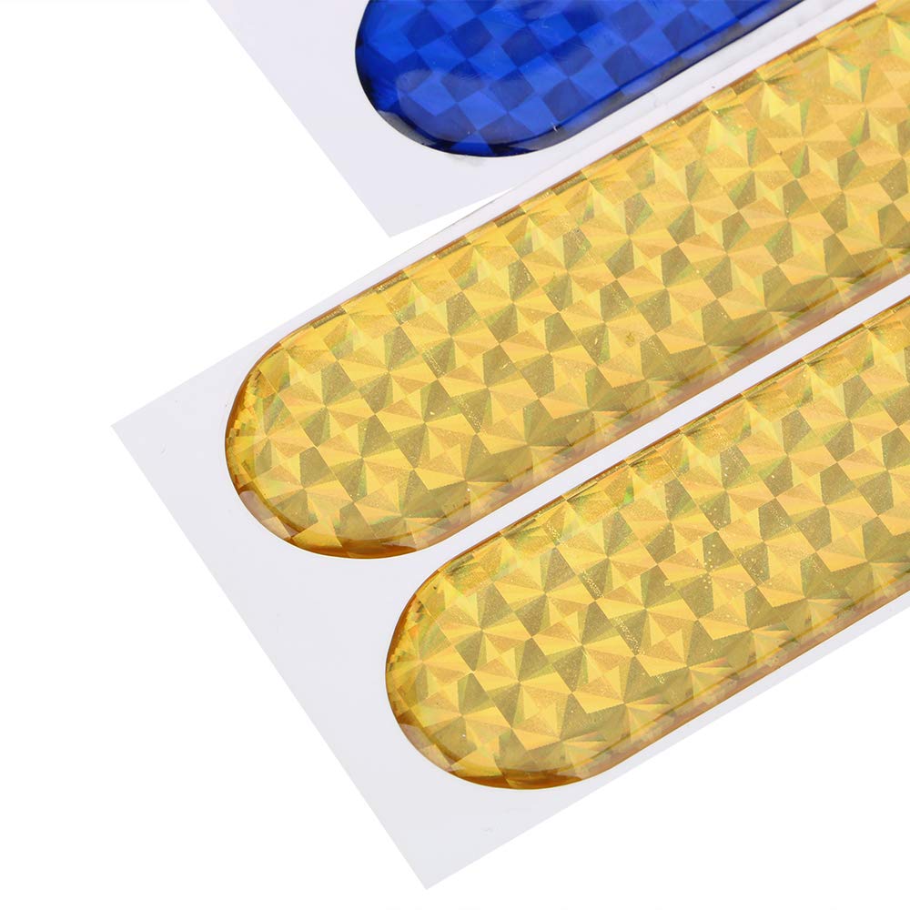 Reemky 10Pcs Blue Reflective Safety Warning CarSelf-Adhesive Reflector Sticker 4 Colors Optional?10.6CM X 2.3CM?