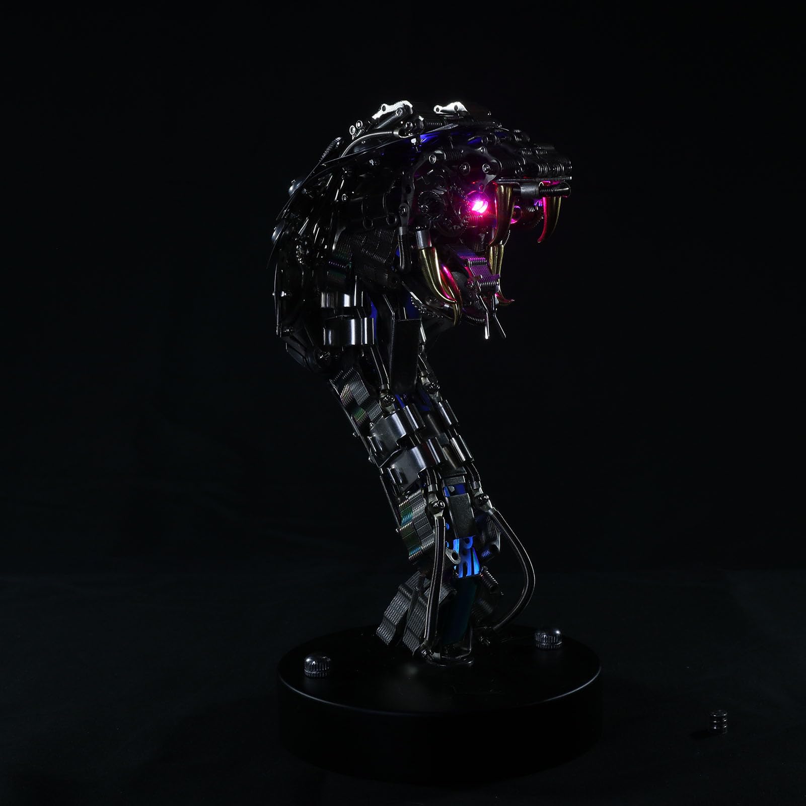 Metalowe puzzle 3D dla dorosłych, mechaniczny model montażu węża kobry, rękodzieło, łamigłówka - idealna dekoracja biurka i prezenty (410 sztuk, z podstawą)
