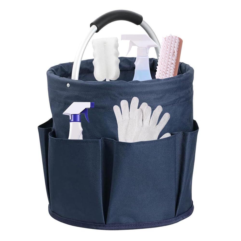 LUFEIS Cleaning Caddy with Handle, Multi Pocket Cleaning Caddy Organiser, Collapsible Bucket Tool Bag, Easy To Clean and Carry Bucket Tool Organiser Bag, Collapsible Storage Basket for Toiletries