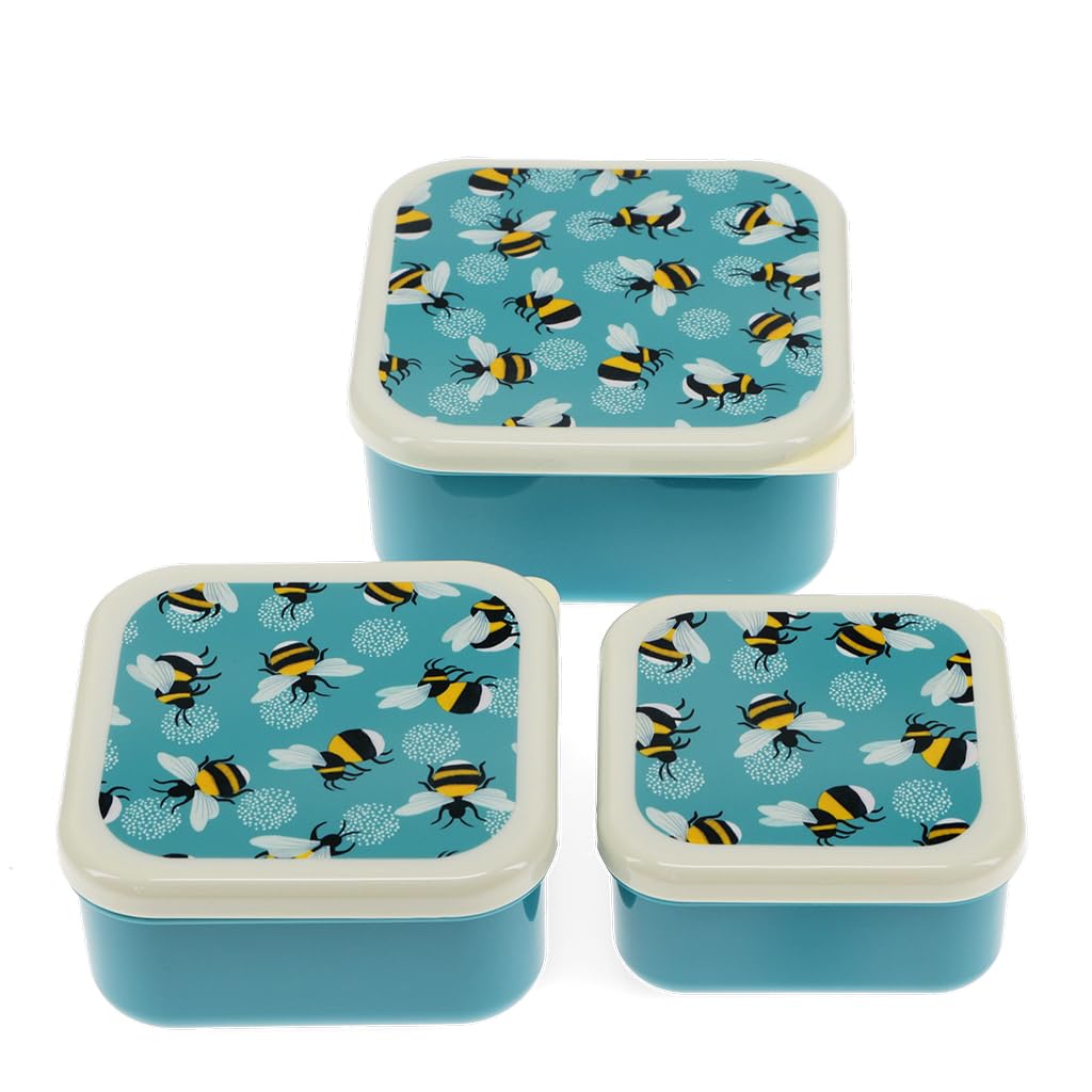 dotcomgiftshop Rex London Snack Boxes (Set of 3), kids snack box, Bumblebee
