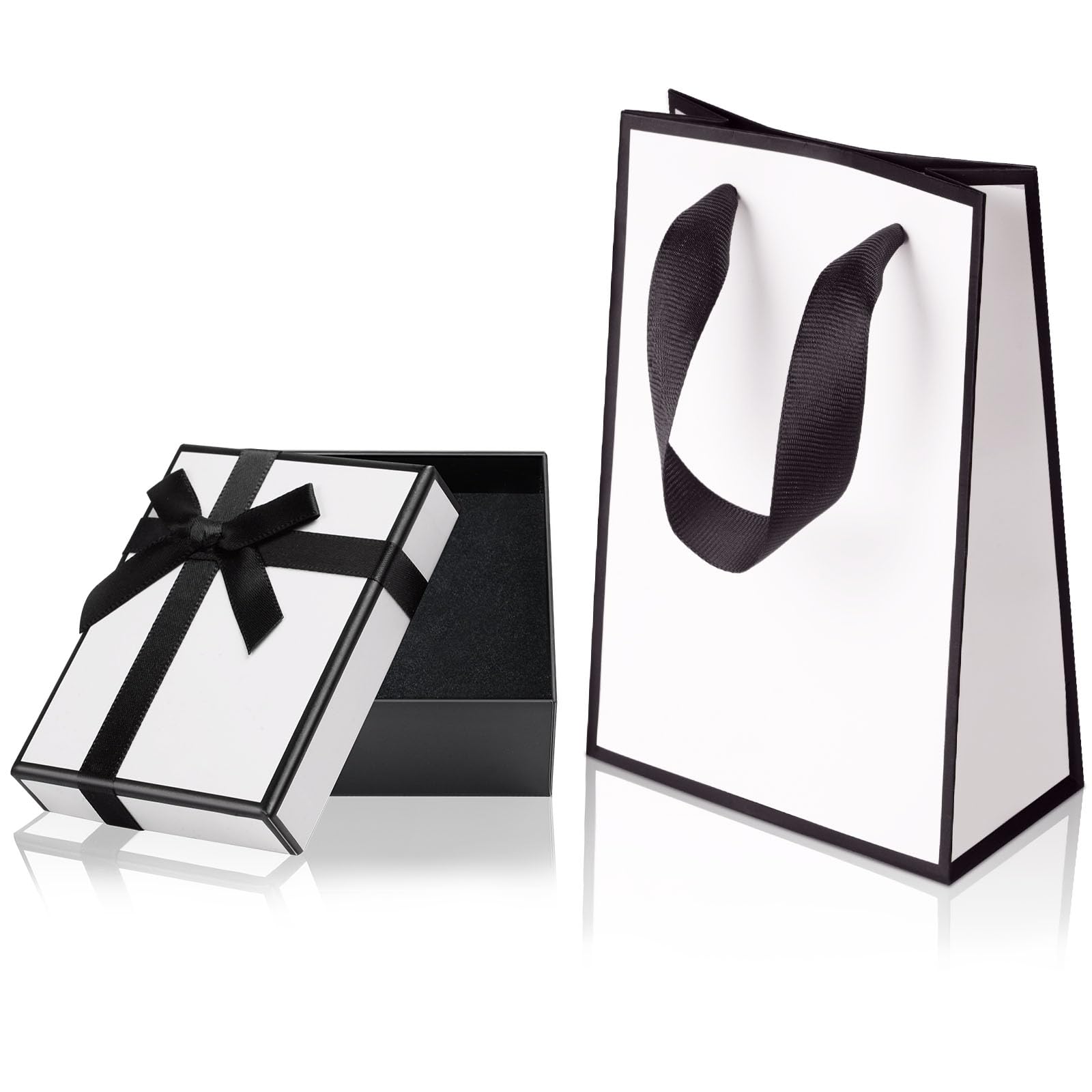 Aucuu Small Gift Box and Gift Bag, 9x7x3cm Jewellery Gift Box and Paper Gift Bag, Bow-knot Gift Boxes with Lid for Jewellery Rings Earrings Necklace Bracelet, for Gifts Weddings Birthdays Christmas