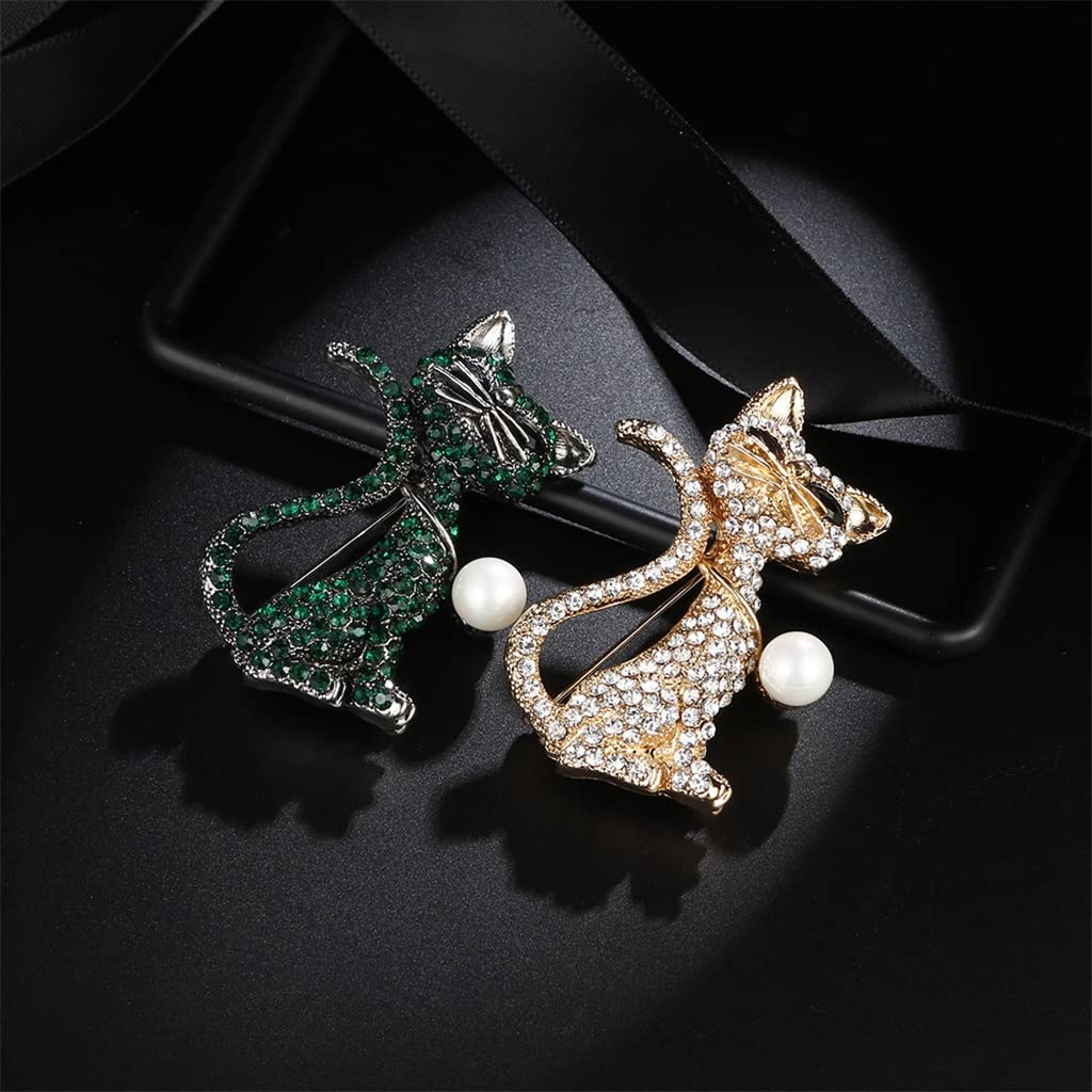 Weibliche Retro Perle Nette Katze Brosche Weibliche Brosche Kleid Pin Mantel Passend