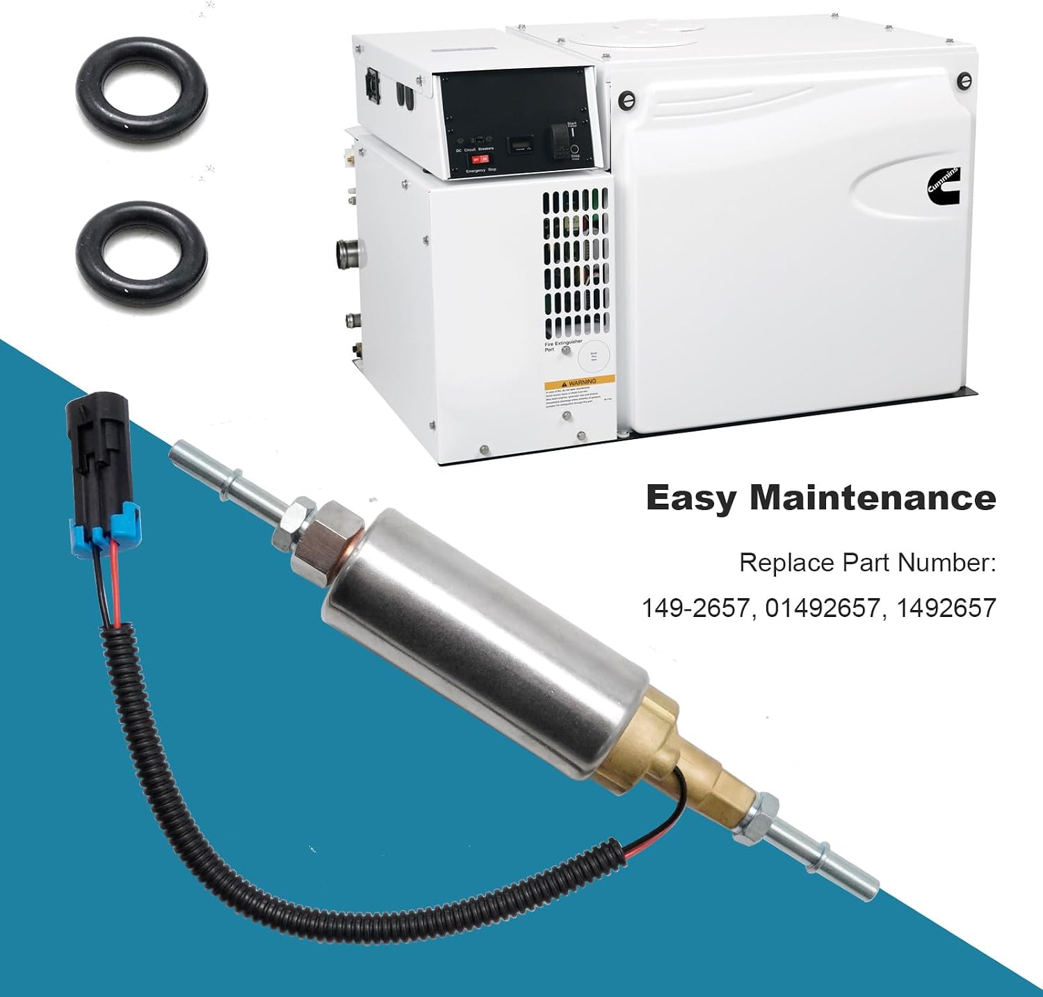 01492657 12V EFI Fuel Pump, Replacement for Cummins Onan Generator HGJAA HGJAD Series, Replaces 1492657 149-2657