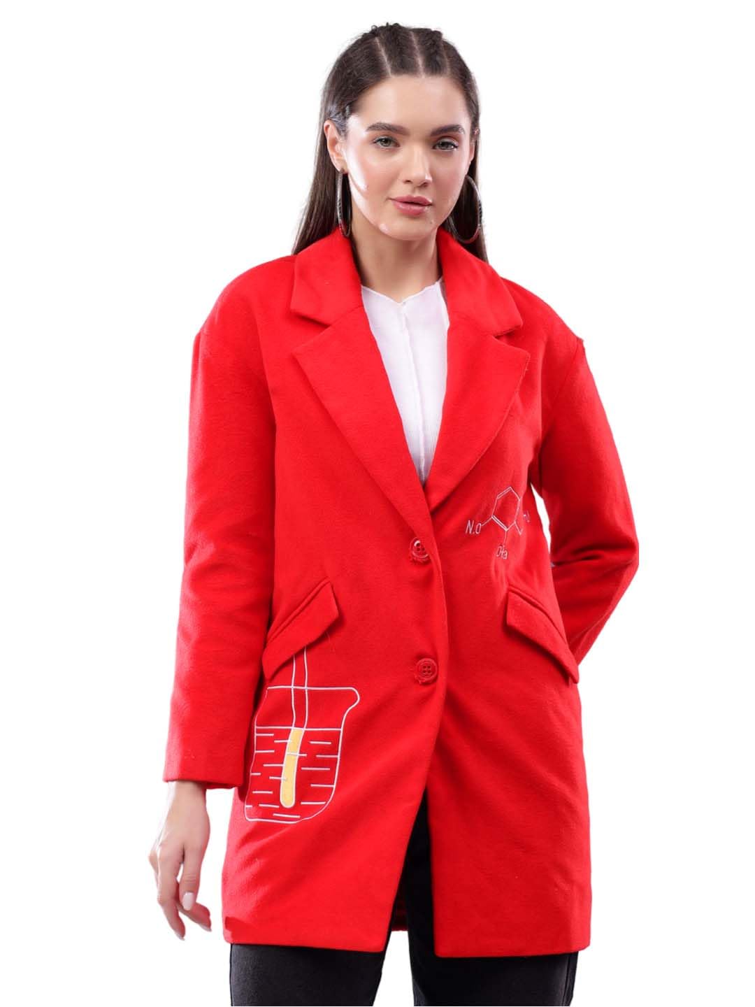 kotty Women's Statement with Asymmetric Design Unique & Bold Style Coat (Red,M)-picture-51