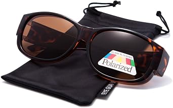 EYEGUARD Polarized Fit Over Sunglasses, Women's Modern Rectangular Glasses, UV400 Protection