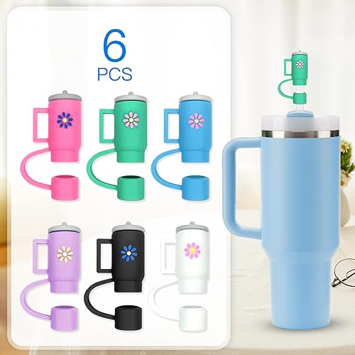 Miniatura 3 de 6 vasos con pajilla para vaso, de 0.315-0.394 in, protector reutilizable con puntas de popote para beber medicina mexicana, tapas para accesorios de