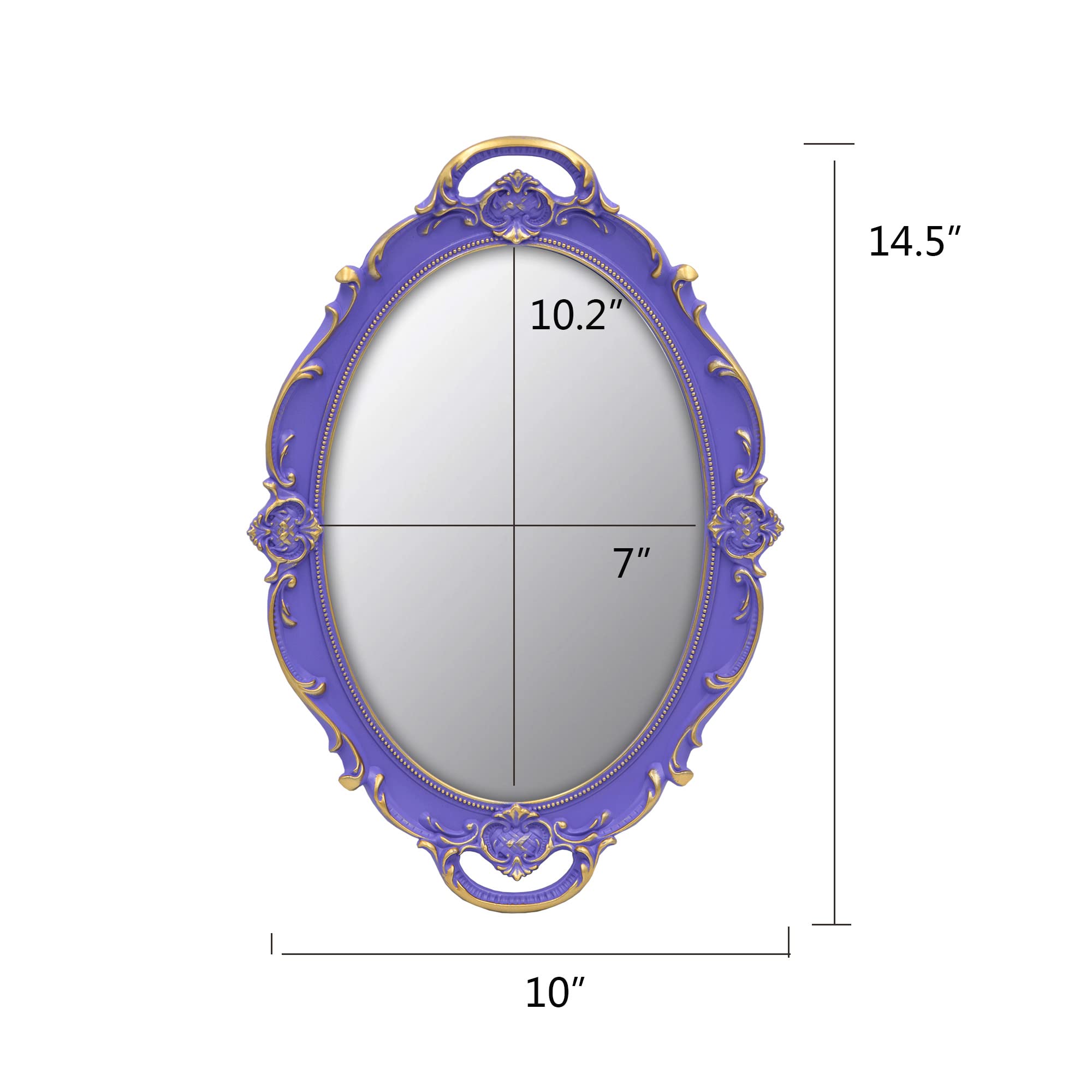 YCHMIR Vintage Small Wall Mirror 37 x 25.4 cm Oval Purple, 37L x 25.4W cm - Image 4