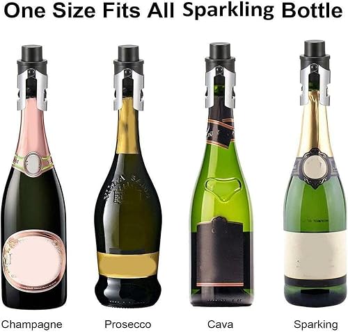 Miniatura 3 de Andy's Orchids Tapón de champán al vacío, tapones para guardar botellas de vino, parte superior de acero inoxidable sin aire, sellador al vacío de