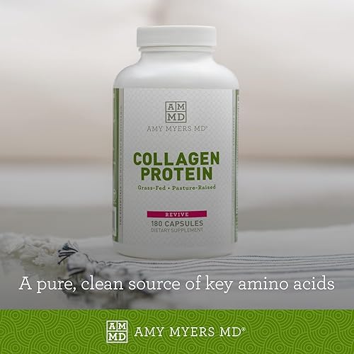 Miniatura 4 de Amy Myers - Cápsulas de proteína de colágeno 180  El mejor colágeno alimentado con pasto tipo 1 y 3 para cabello, piel y uñas, péptidos de colágeno