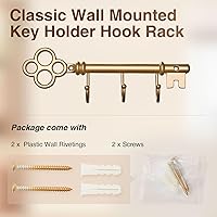 Vista 2 de Classic Wall Mounted Key Holder Hook Rack, Vintage Key Rack for Entryway (Gold)