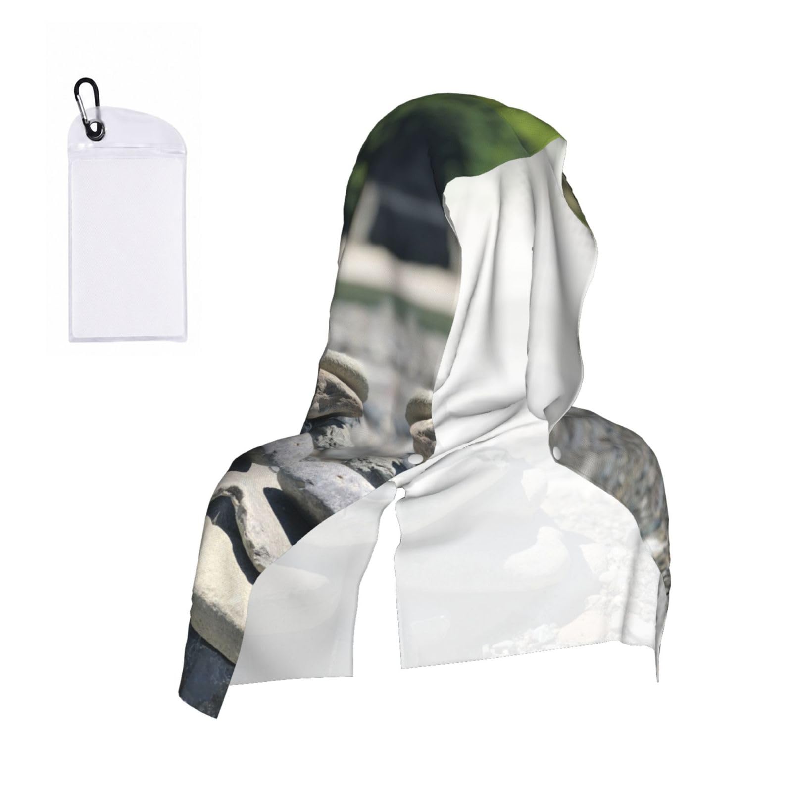 WXWJSHMGC Cobble Print Cooling Hoodie Towel, Cooling Towels For Neck And Face Sun Protection Instant Cool Hoodie(Sport/Camping/Work Out/Hot Weather)