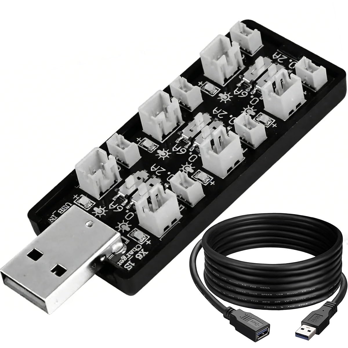 1S LiPo ładowarka USB 3,7 V/4,20 V 6-kanałowa 1S-LiHV ładowarka 6 w 1-Micro-JST-1,25-JST-PH-2,0-mCX-mCPX z przedłużaczem USB do Tiny Whoop Blade Inductrix