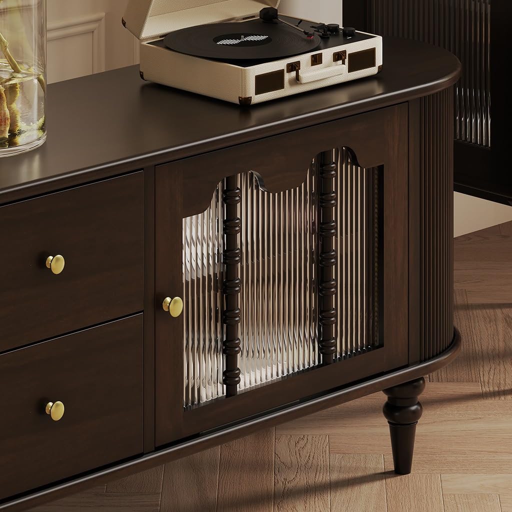TV-Konsole, Entertainment-Center Retro TV-Schrank aus Holz for kleine Wohnungen, Wohnzimmer und Zuhause, Aufbewahrungsschrank TV-Ständer fürs Wohnzimmer