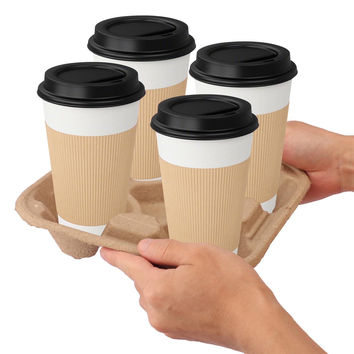 Amazon.com: 40 Pack Eco-Friendly 4 Cup Drink Carrier, Disposable Coffee  Carrier, Cardboard Cup Holder, to Go Coffee Cup Holder for Hot and Cold  Drinks by IHDYPPEW : Industrial & Scientific