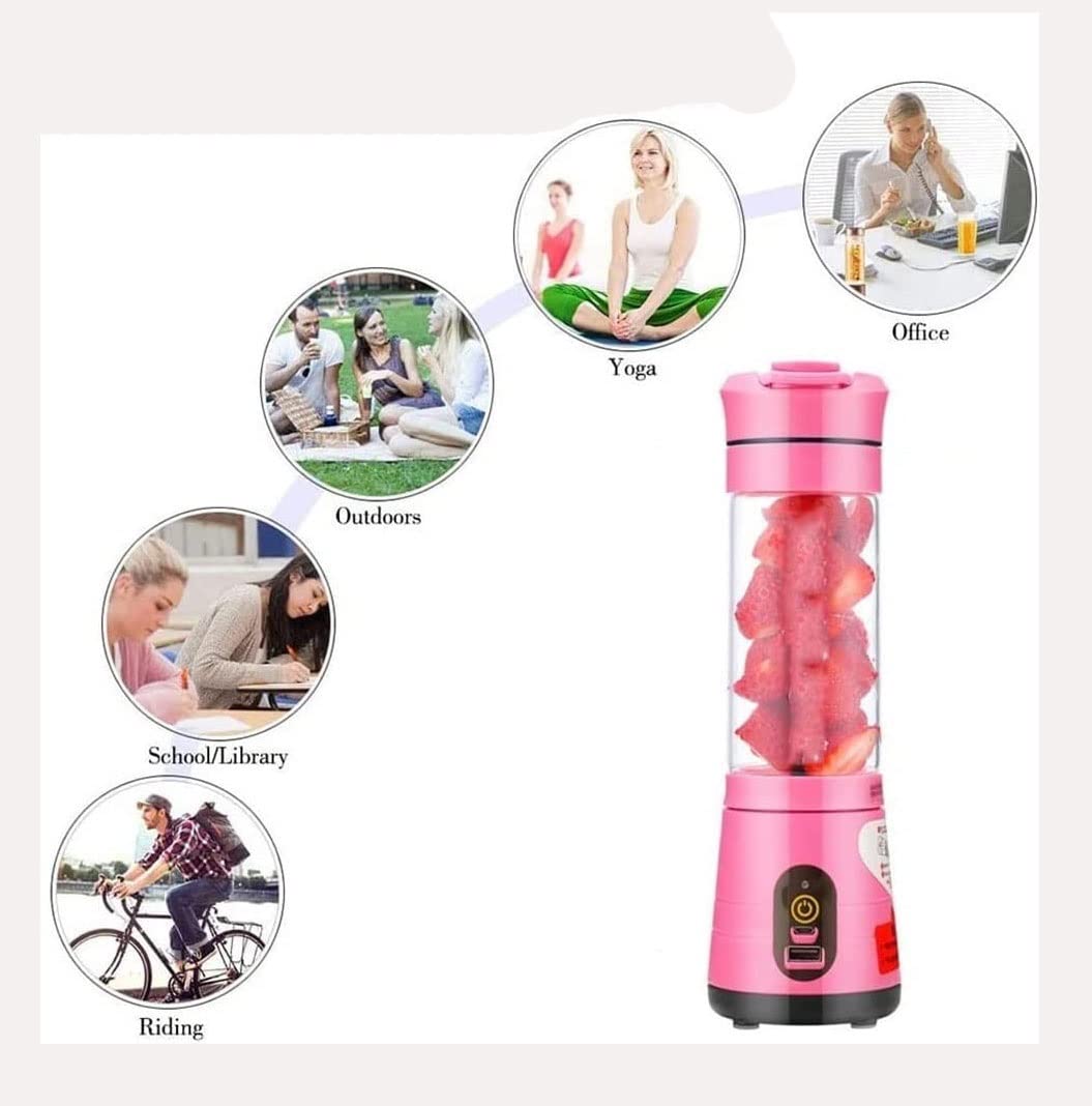 Przenośny blender do koktajli i smoothie, blender o rozmiarze osobistym z możliwością ładowania przez USB, mini przenośny blender do podróży, sportu, kuchni, siłowni (kolor: różowy) (różowy)