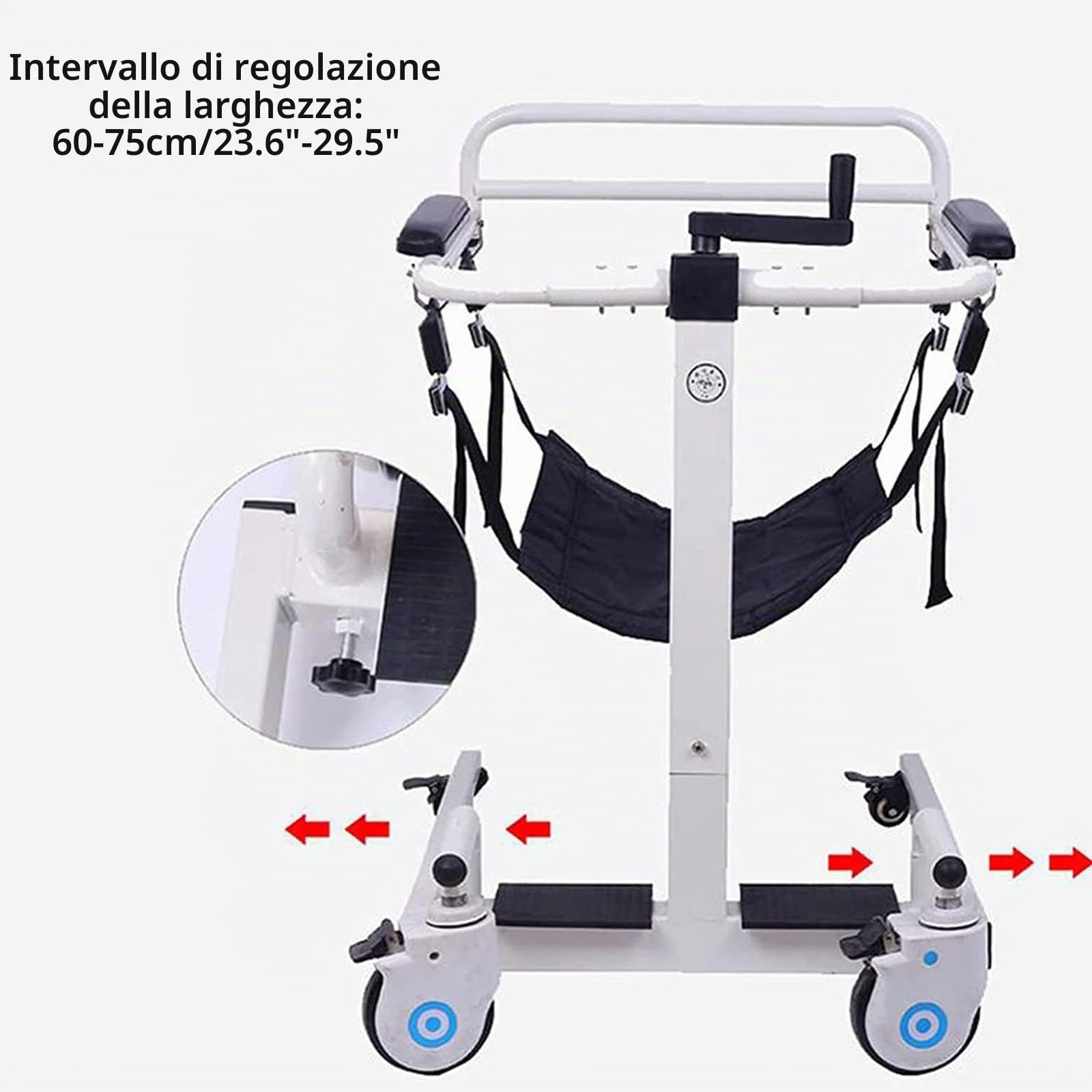 Sollevatore paziente per anziani e disabili, multifunzionale per trasporto di tutto il corpo, in acciaio, per trasporto su sedia a rotelle, portatile, dispositivo di sollevamento