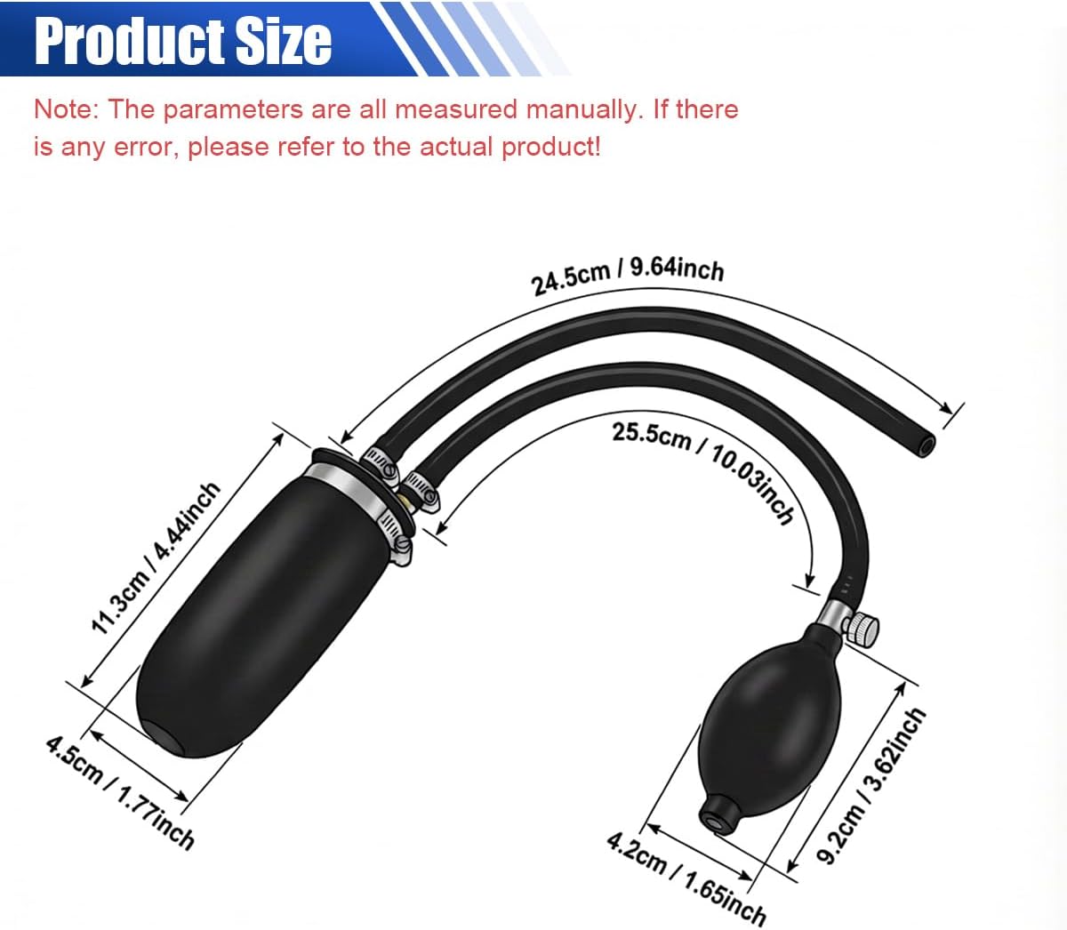 Universal Easy Intake Adapter, 12V Car Smoke Machine Leak Detector, Silicone Car EVAP Leakage Diagnostic Tester with Inflatable Bladder, Soft Auto Pipe Fuel Leak Detection Tool (Black)