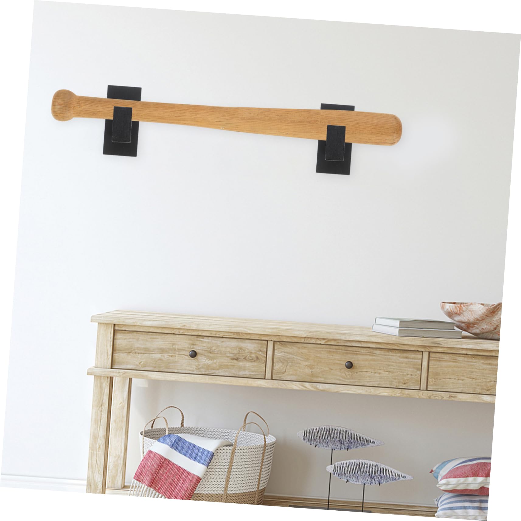 HOMOCONO 1 Pair Wooden Bat Holder Wall Mount Baseball Bat Rack Display Holder Black