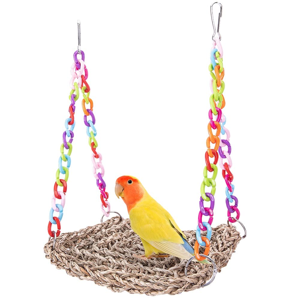 Juguete de Red de Escalada ArinkO: Columpio de Cuerda Natural para Loros y cacatúas - Hamaca para Masticar y Entrenar