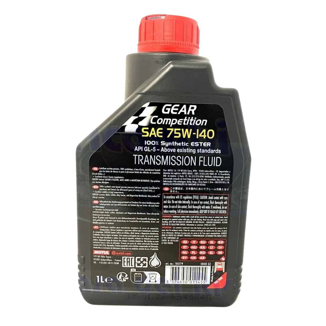 Motul Gear Competition 100% sintético 75W140, PACK 5 LITROS
