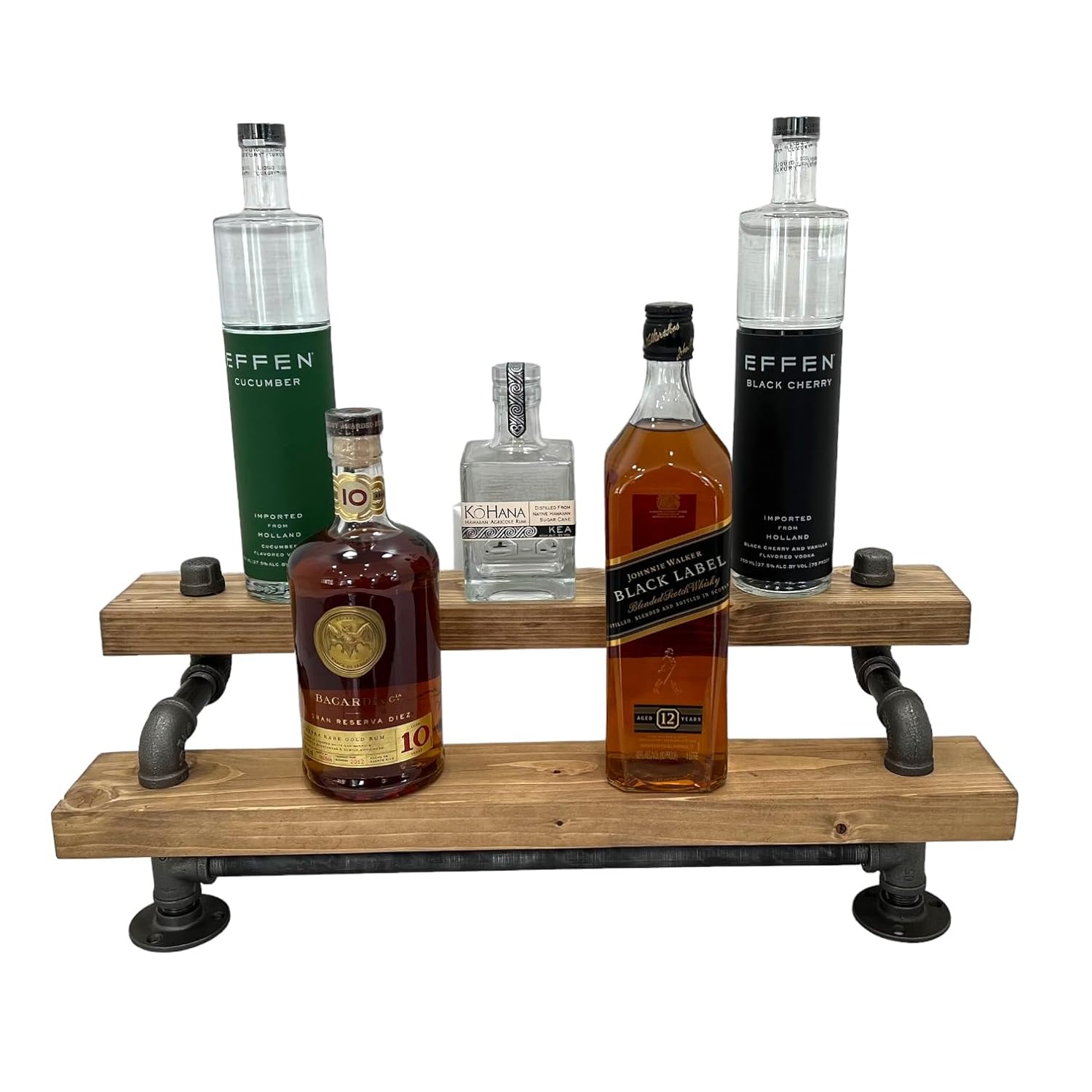 Freestanding Liquor Shelf 2 Tier Industrial Bar Display