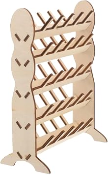 Wooden Thread Spool Holder Storage Rack, 5-Tier Detachable Organizer Stand for Sewing, Quilting, Embroidery, Wood, 8.06x6.29x2.95 Inch