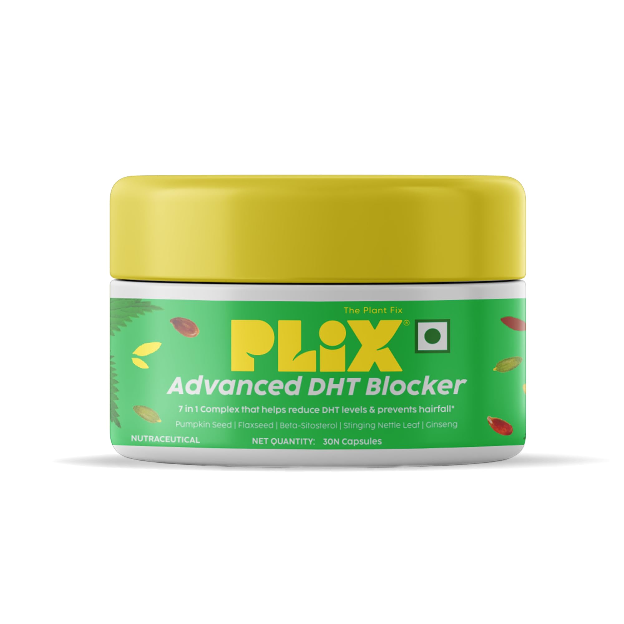 PLIX - THE PLANT FIX Advanced DHT Blocker Capsules | 7-in-1 solution for reduced DHT | Prevents hair fall | Supports hair growth | Nourishes hair follicles | GMP certified | 30 capsules