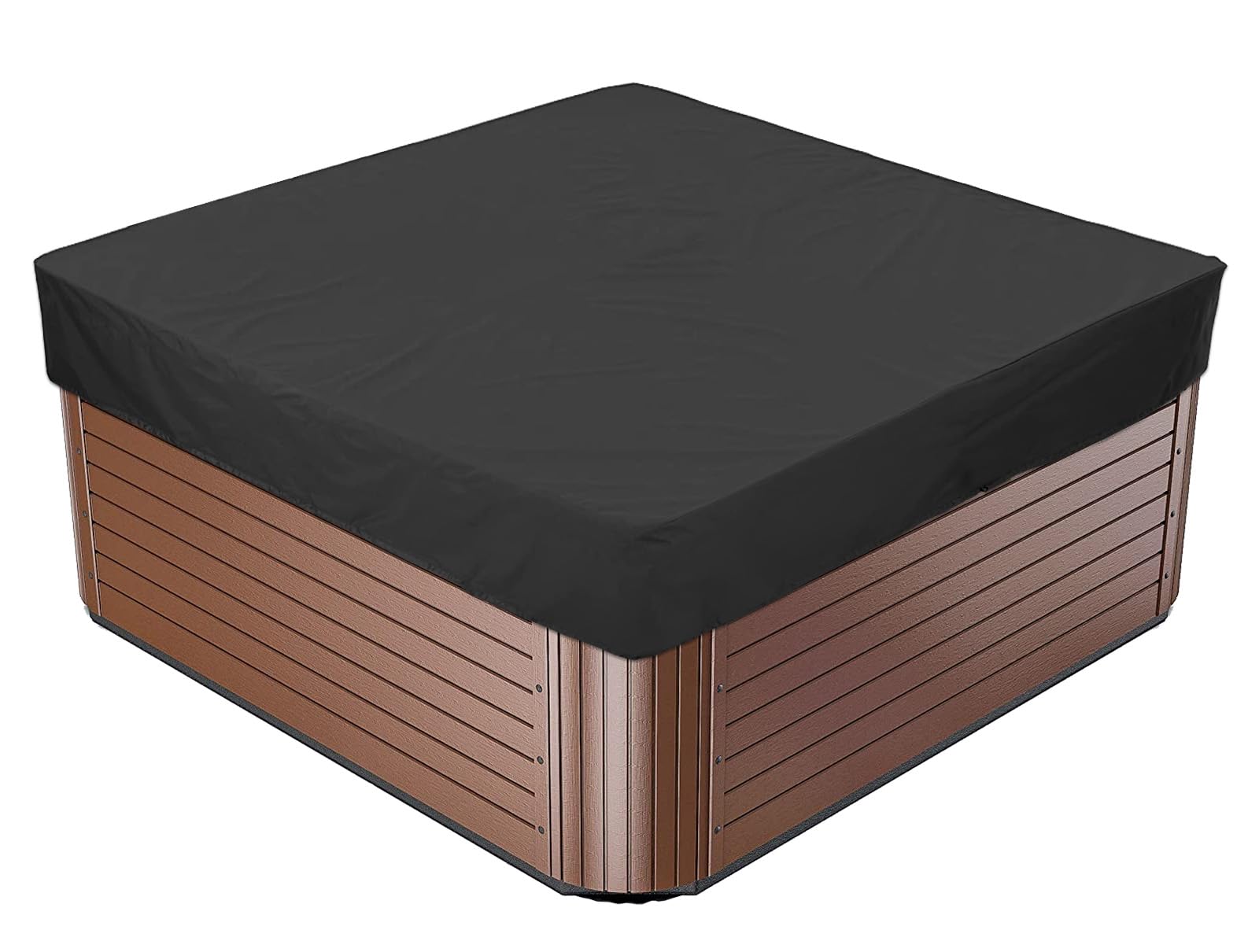 BaCover Square Hot Tub Cover, 210D Oxford Waterproof Dustproof SPA Cover Protector Outdoor Furniture Covers for Hot Tub,Black,215x215x30cm