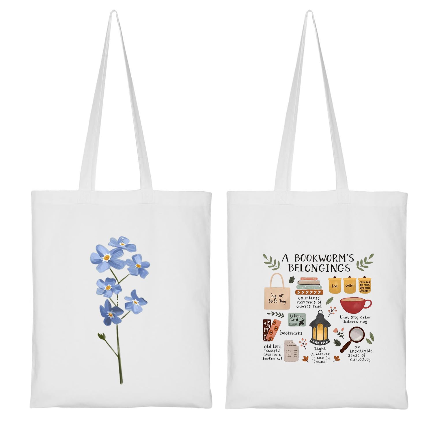 Clapcart Canvas Tote Bag Set Of 2 For Women | Printed Multipurpose Poly Bags | Cute Hand Bag For Girls (Bookworms-Belongings And Flower),White (B0C62LFGKP) Amazon Price History, Amazon Price Tracker
