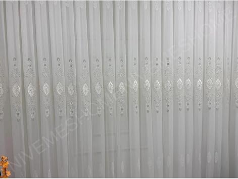 Elisya 3812 Gümüş Işıltılı 1/3 Pileli Bambu Tül Perde (Premium Kumaş Versiyon) Gümüş 150 X 280