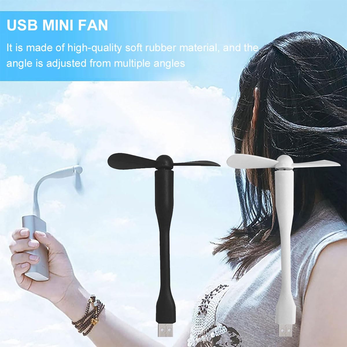 6 Mini Ventilateurs USB Flexibles – Silencieux, Portable, Pour Ordinateur, Téléphone Et Bureau