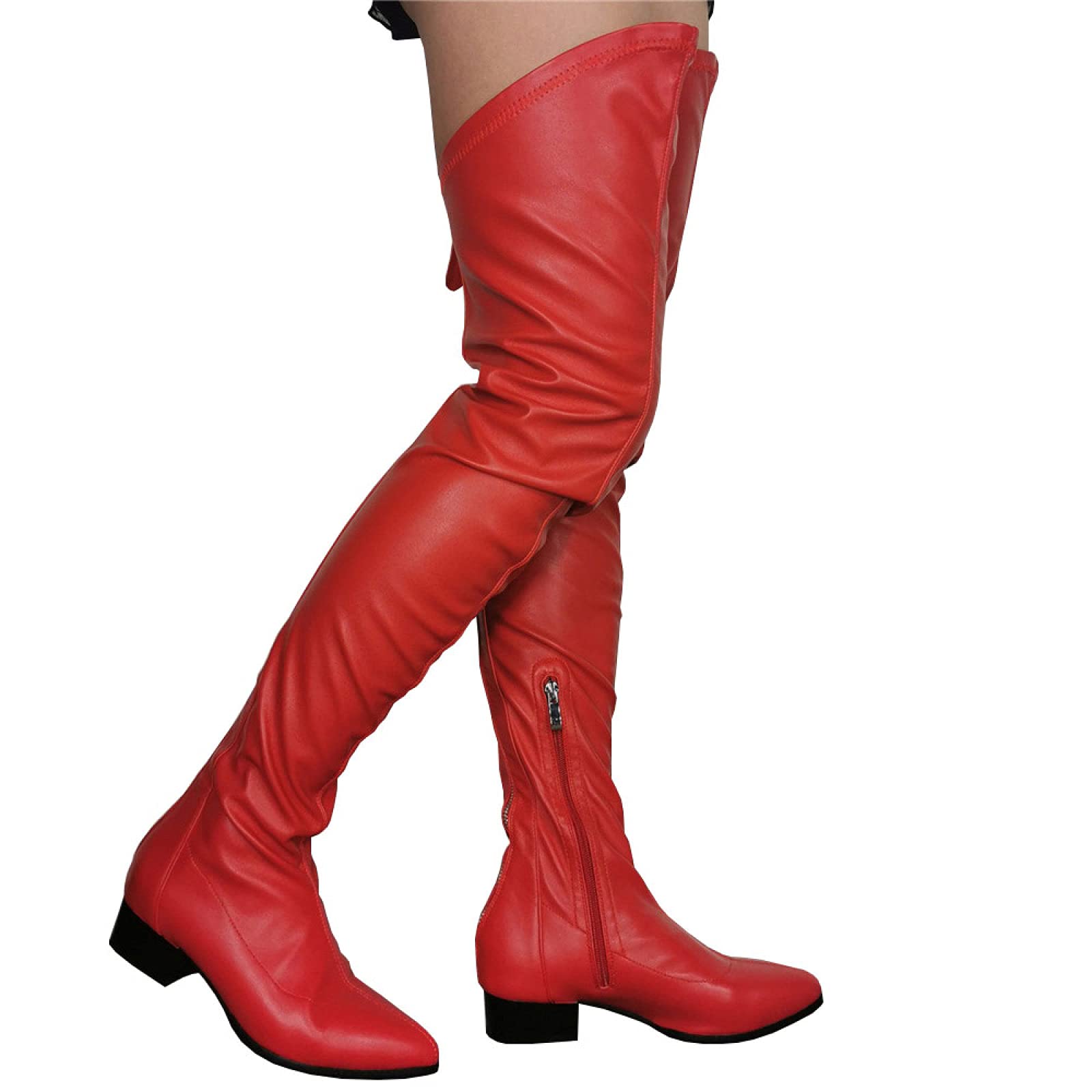 Top red flat knee high boots Outlet Online