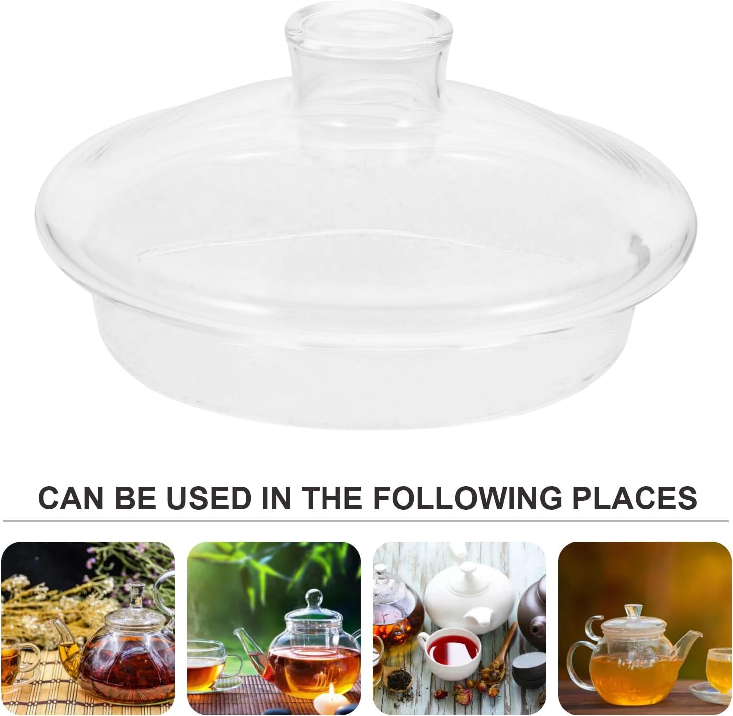 SMASOLO Glass Tea Kettle Lid Replacement Decorative Teapot Cover Sturdy Glass Lid for Tea Pot Kitchen Dining Accessory