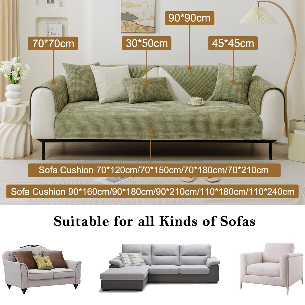 NUODWELL Soft Chenille Sofa Cover 1/2/3/4 Seater, Universal Non-Slip L Shape Couch Cover - Image 3