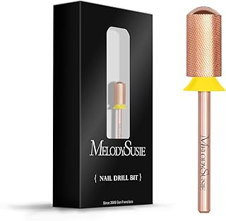MelodySusie Safety Nail Drill Bits, 3/32'' Smooth Round Top Large Barrel Carbide Bits, Suitable for Manicure Pedicure Cuticle Gel Polishing, Beginners Bits, Rose Gold, Series Bit-S, Extra Fine