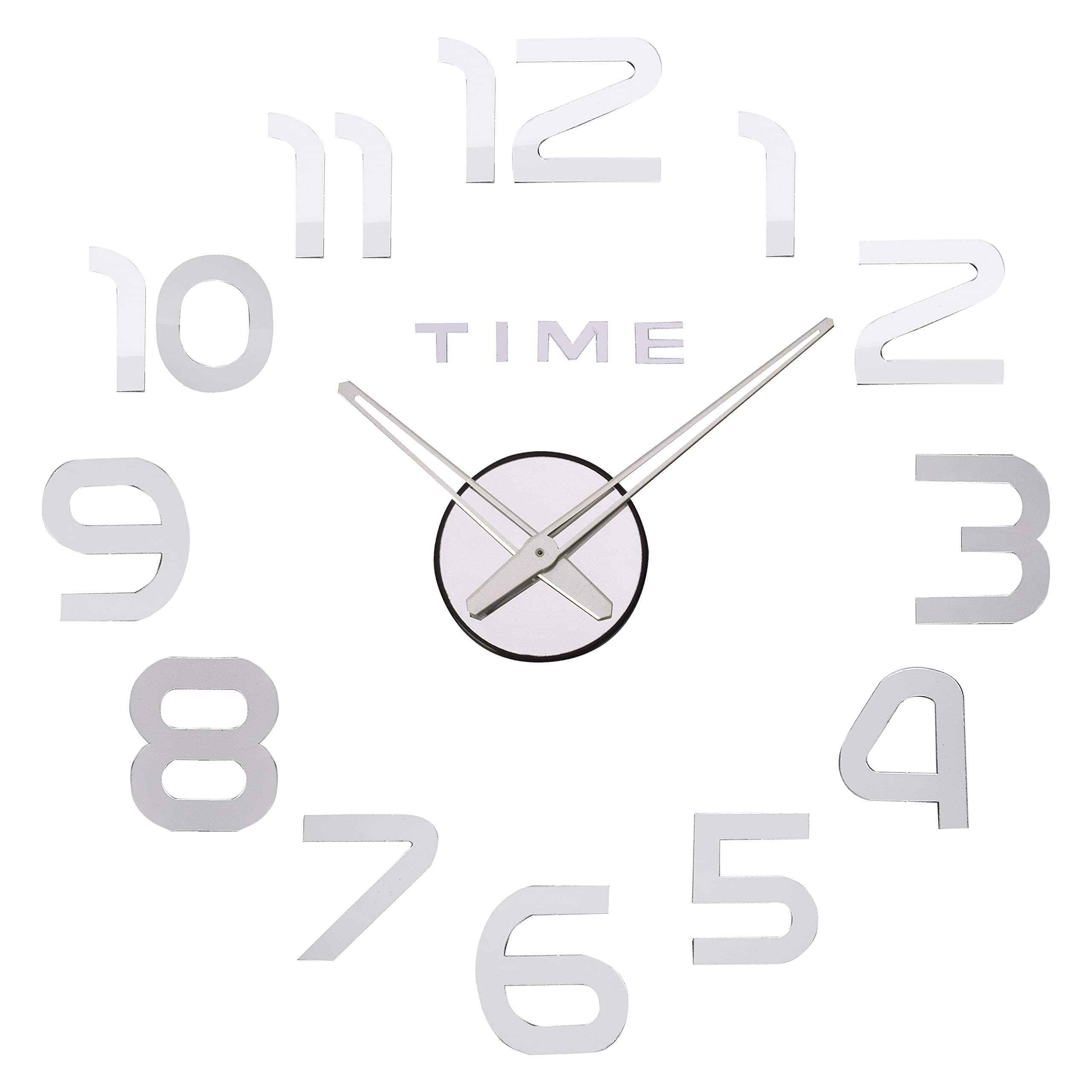 AERINA ACRYLIC WORLD Foam DIY Creative 3D Stickers Analogue Plastic Wall Clock (1102 Silver)