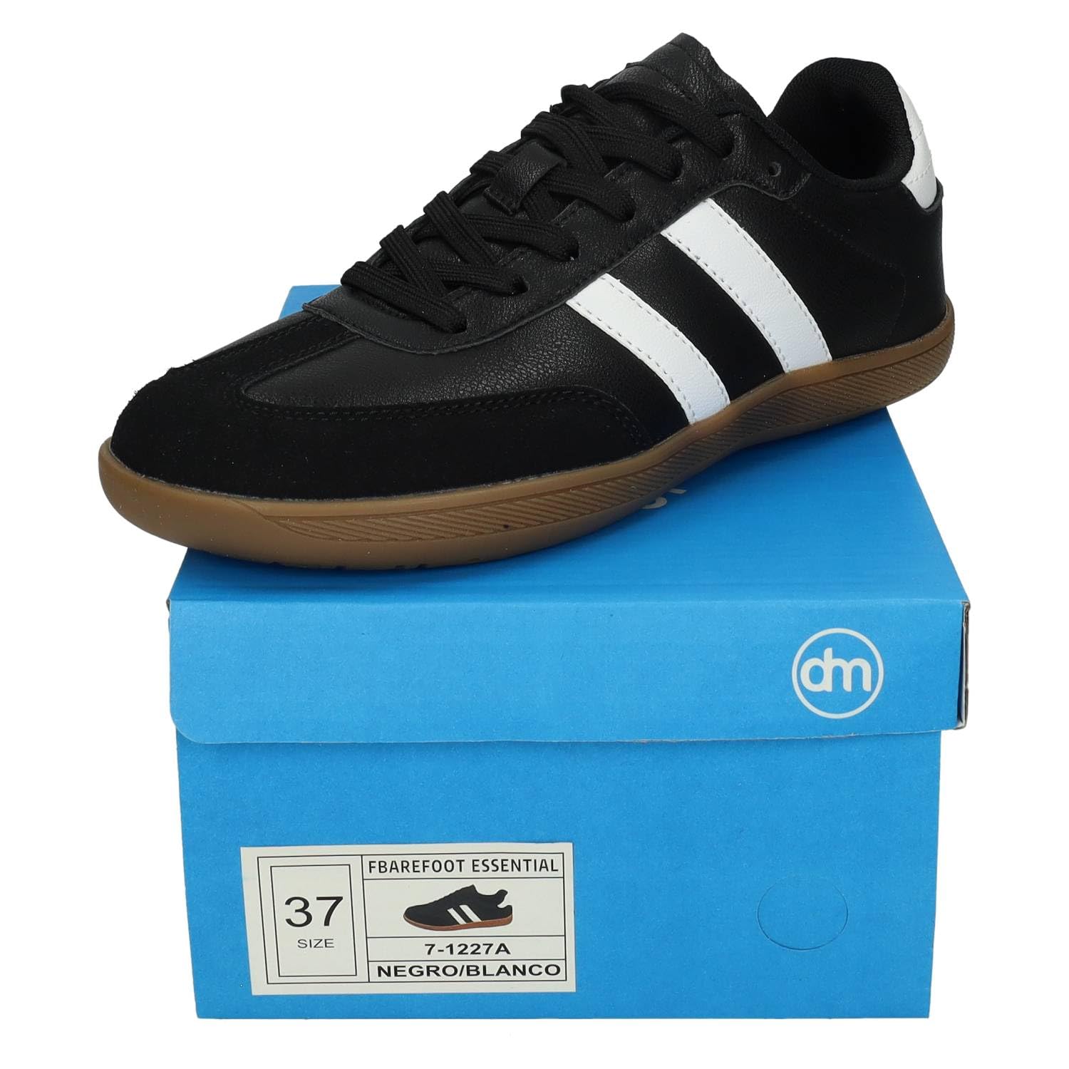 DEMAX 7-1227A Zapatillas Deportivas respetuosas para Mujer Demax Negras con Detalles Blancos y Plantilla Double Memory Foam Mujer Deportivos