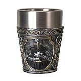 Pacific Giftware Black Medieval Knight Shot Glass with Intricate Armor Design and Stainless Steel Inner Cup Perfect for Party Barware or Unique Collectible Gift 3 fl oz