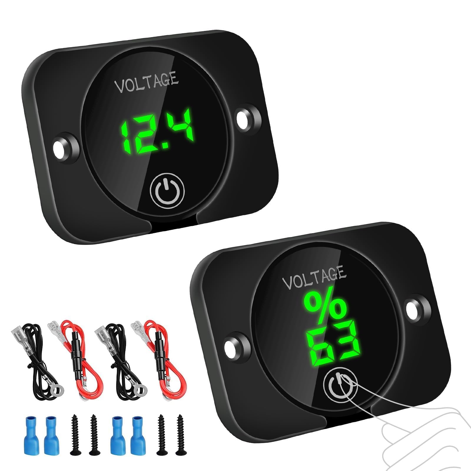 Linkstyle Battery Voltage Gauge, DC Volt Meter 12V 24V, LED Digital Display Voltage Meter, Waterproof Voltmeter with Touch Switch for Car RV