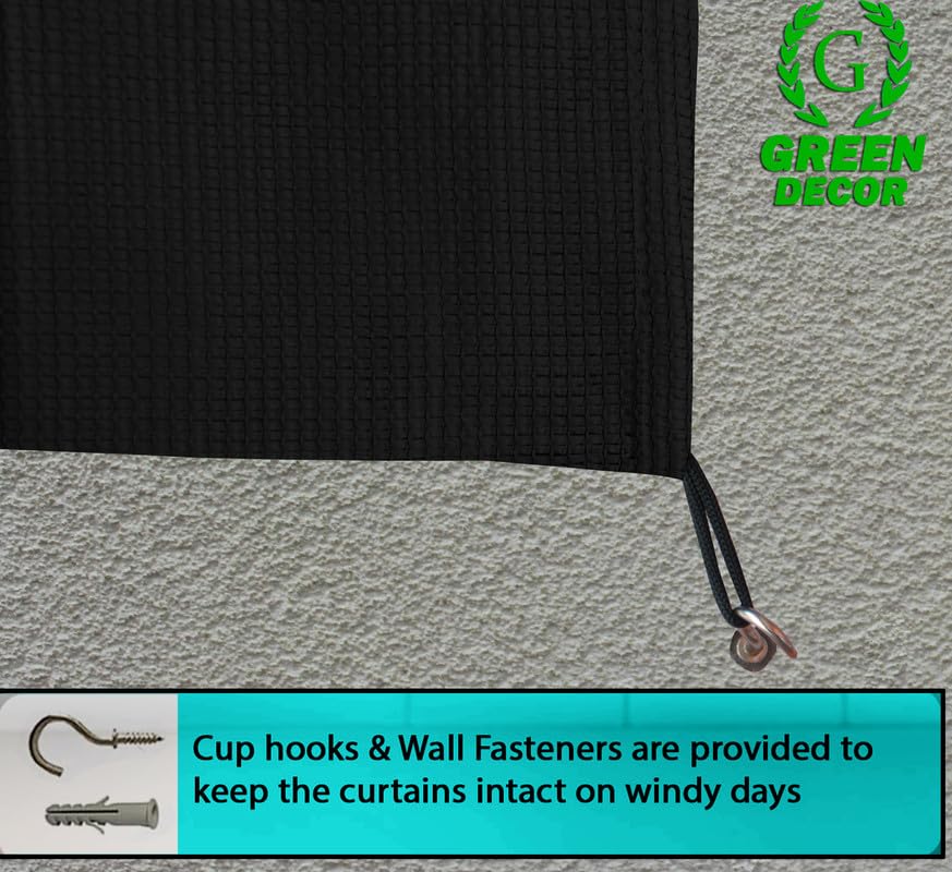 Image of HDPE Fabric 85-90% Sun Blockage & UV Protection Detachable Tab Top Balcony & Outdoor Curtains Temperature Reducing for Window&Door Curtains(Black Color 4.5X9.5 Feet) 1 Piece