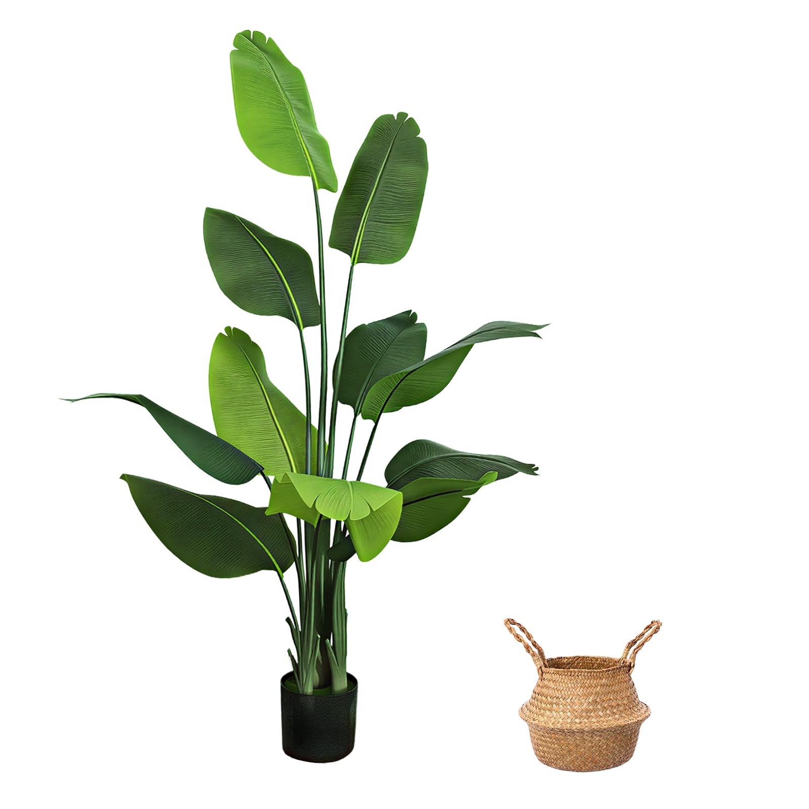 Plante Artificielle Oiseau de Paradis 170 cm, Palmier Tropical Artificiel avec 11 Feuilles, Plantes artificielles en Pot pour l'intérieur et l'extérieur, Maison, Salon, Bureau, Jardin
