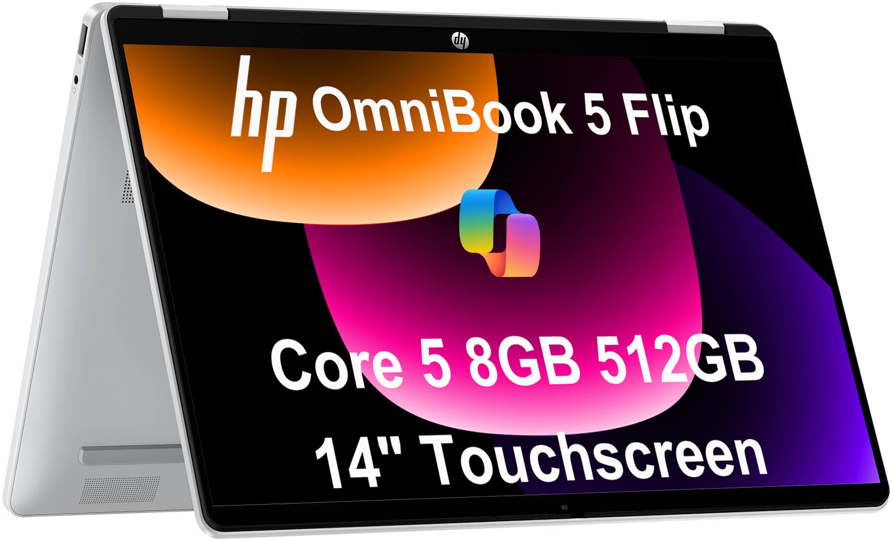 HP OmniBook 5 Flip (Next Gen Envy x360) 2-in-1 Laptop (14" FHD+ Touchscreen, Intel 10-Core 5 120U (> i7-1255U), 8GB DDR5 RAM, 512GB SSD) for Business, Students, Backlit, 5MP IR Webcam, Win 11 Home
