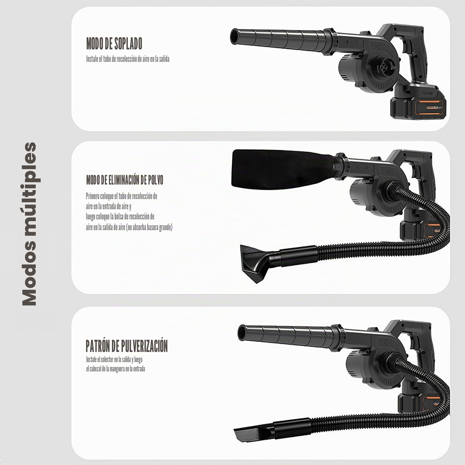 Sopladores de hojas y aspiradora de 21 V con batería y cargador, aspirador y soplador de jardín, soplador de hojas inalámbrico para soplado de hojas/nieve/polvo (2 x Battery-Black)