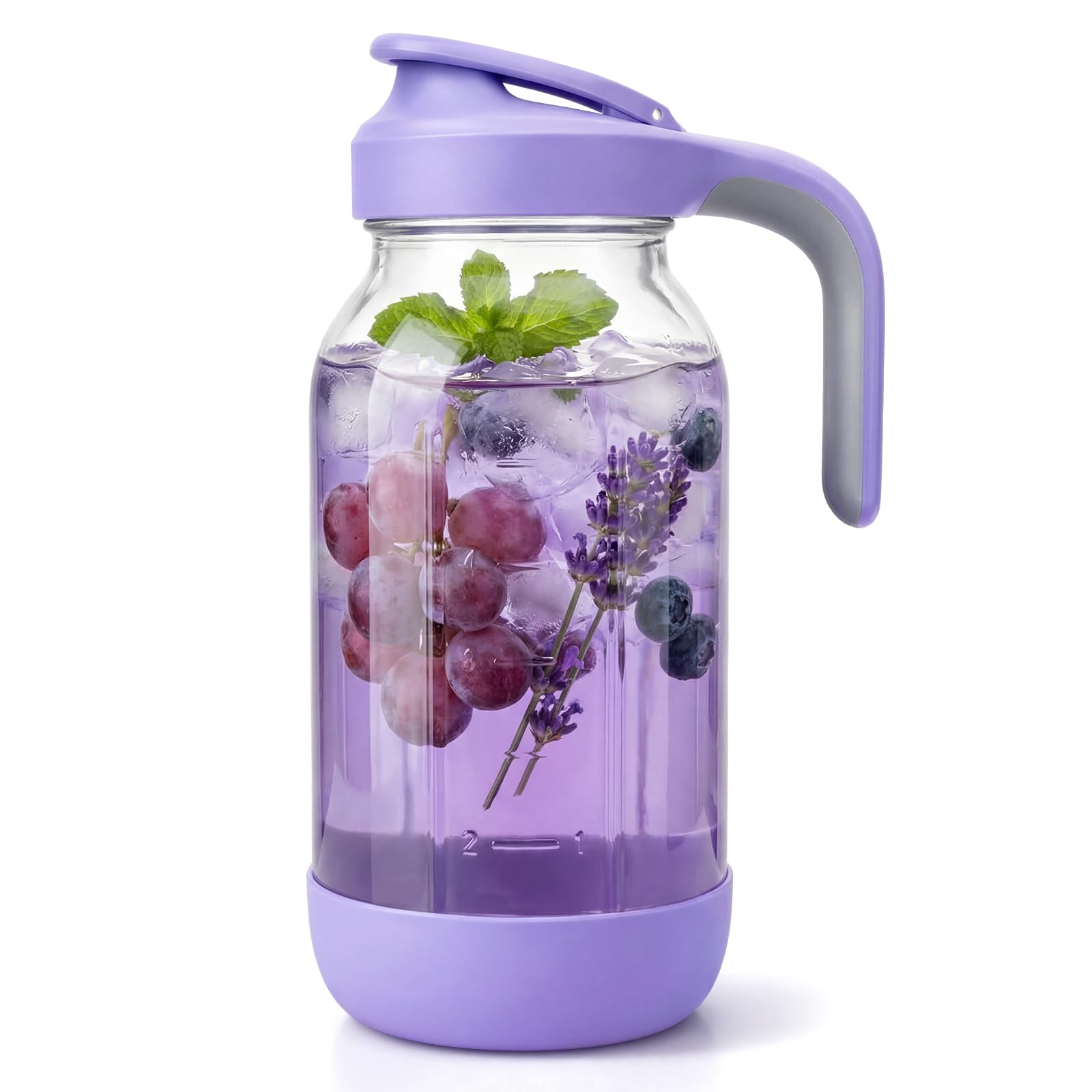 64 oz (2 Qt) Glass Mason Jar Pitcher with Pour Spout Lid &amp; Handle