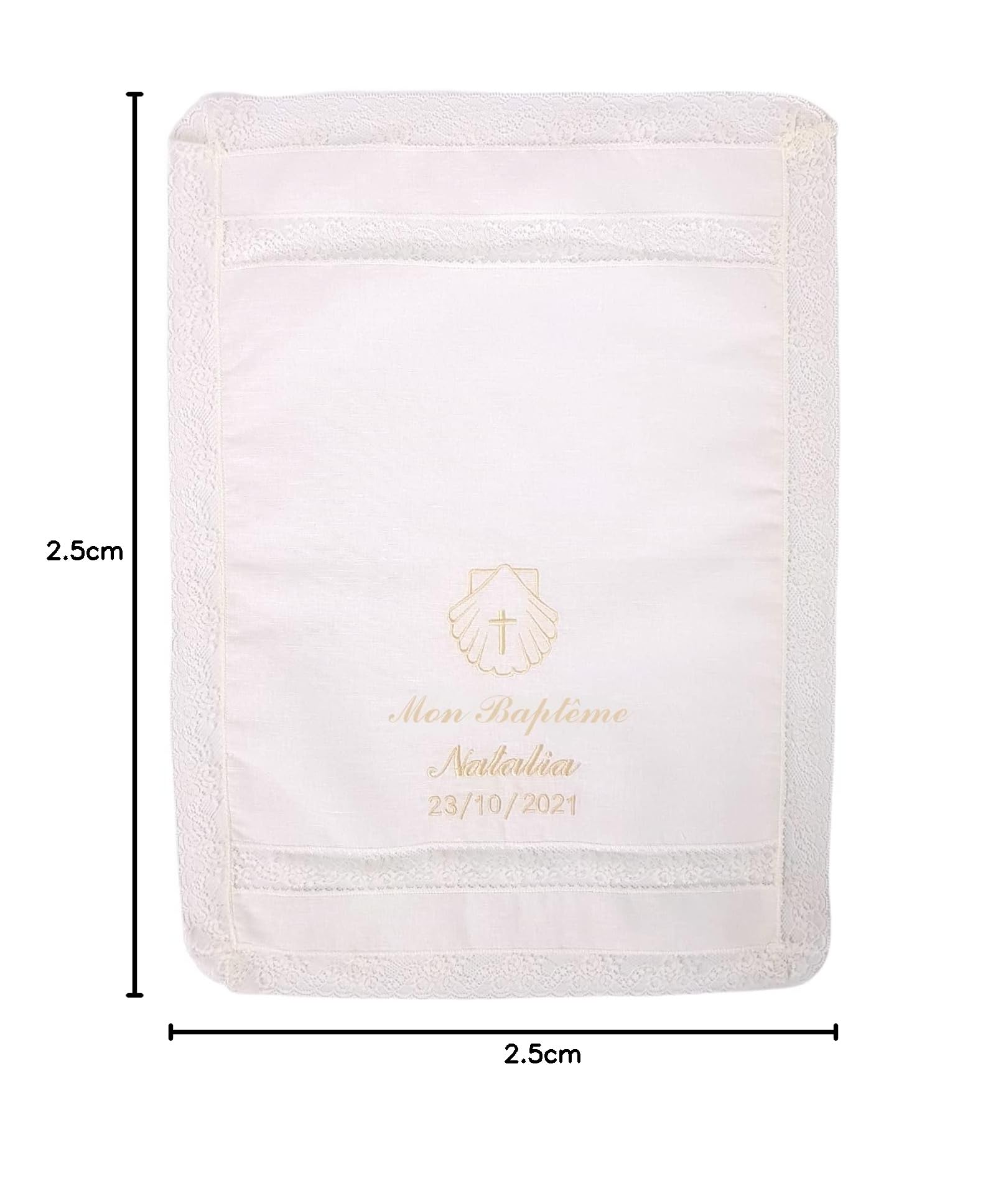 Kit de Baptême - Bougie et Lange Personnalisés - Modèle Paris (Camel)