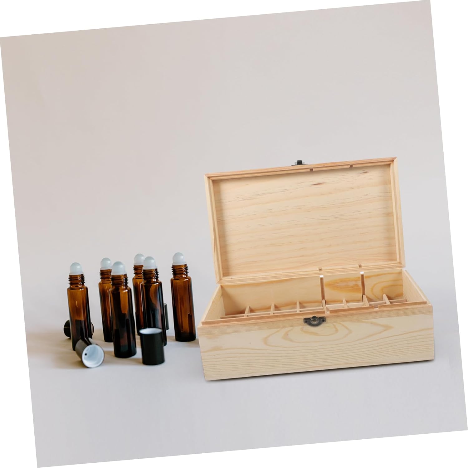 Wooden Essential Oil Organizer Box Roller Bottle Case Essential Oil Storage Case Decorative Storage Box for Random Style