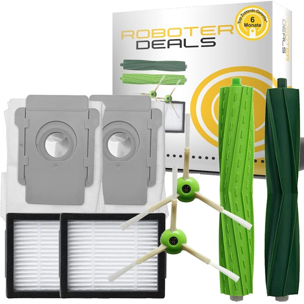Roboter Deals - Zubehör Set, Ersatzteile Kit für iRobot Roomba Combo i8 u. i8 Plus (2X Filter, 2X Seitenbürste, 2X Hauptbürste, 2X Beutel) Staubsaugroboter