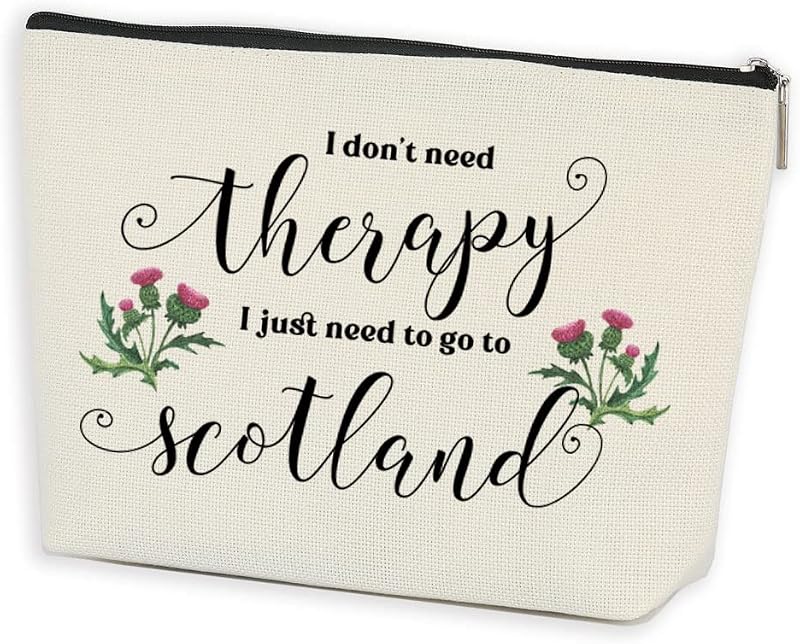 Azteoiz Necessaire de maquiagem Dragonfly Scottish Thistle com estampa dupla face, Pacote com 1