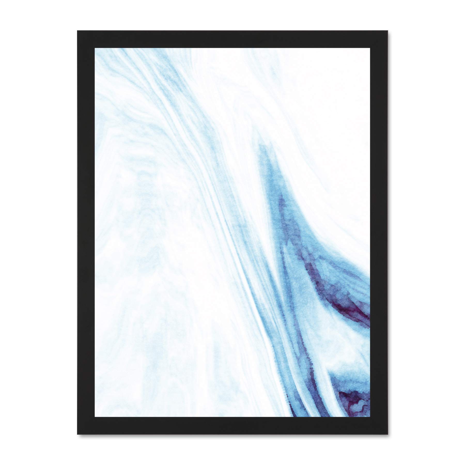 Wee Blue Coo Abstract Blue Watercolour Waves Large Framed Art Print Wall Poster 18x24 inch